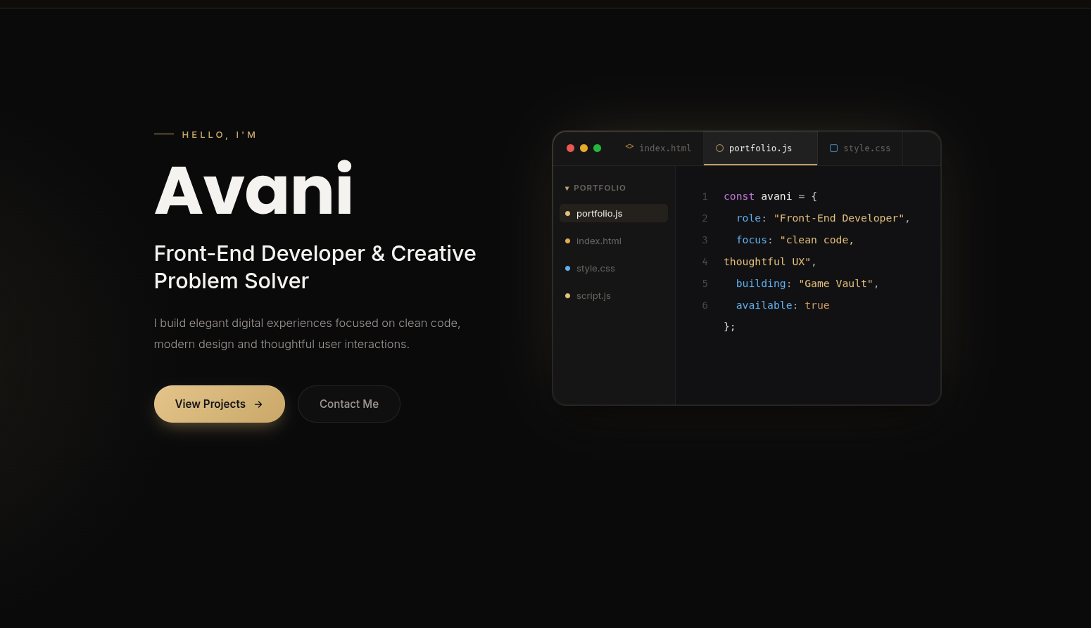This portfolio site preview